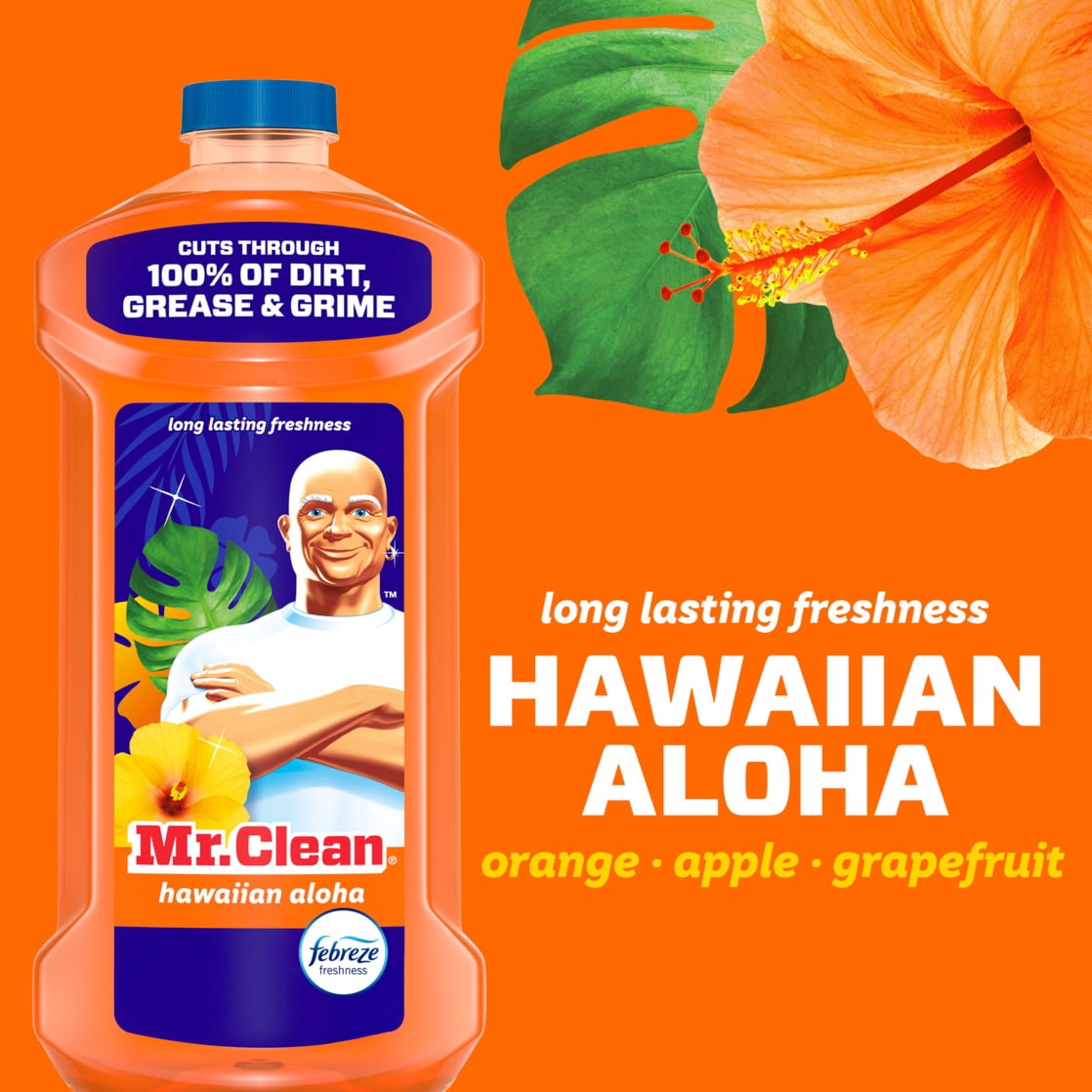 (4 pack) Mr. Clean All Purpose Cleaner, Cleaning Liquid, Hawaiian Aloha, 41 fl oz