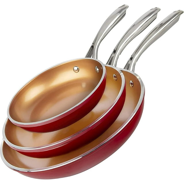 Ensemble de poêles à frire Gotham Steel Diamond 3 pièces, batterie de cuisine antiadhésive