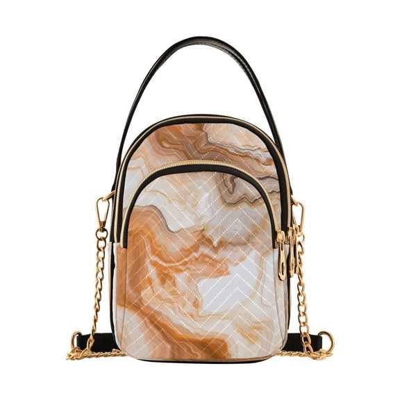 ALAZA Chain Crossbody Bags for Women Marble Orange Shoulder Handbag Phone Purse