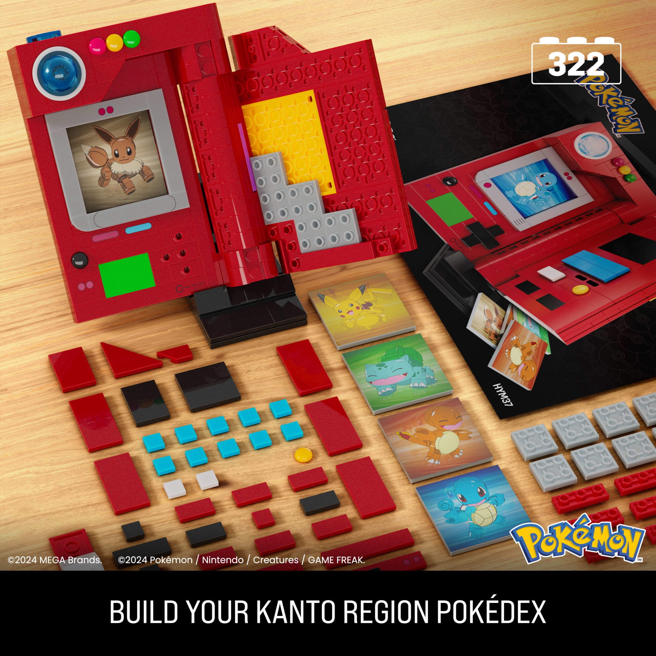 MEGA Pokémon Kanto Region Pokédex Building Kit (322Pieces) for Collectors, Plastic