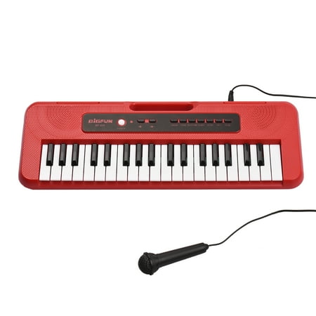 BIGFUN 37 Key Children Electronic Piano with Mini Microphone Preset 10 Demos Supports Recording Headphone/ Aux in Jack Portable Multifunction Kids Keyboard Musical Toy Gifts for Boys Girls 3