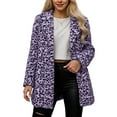 thumbnail image 4 of JIAYUE Women Cool Weather Outerwear Jacket Leopard Print Long Sleeve Loose Button Plush Lining For Autumn Winter Streetwear, 4 of 7