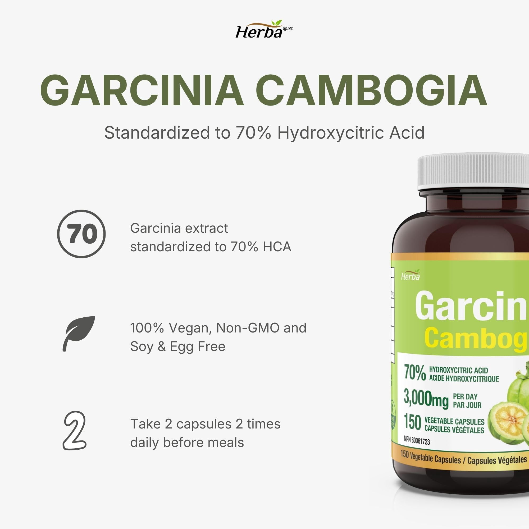 Herba Garcinia Cambogia Extract 750mg – 150 Capsules | 70% HCA