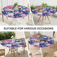 thumbnail image 7 of Pioneer Flower Floral Print Pattern Round Fitted Tablecloth with Elastic Edge,Dining Table Cover Waterproof,Outdoor Round Tablecloth for Camping,Dining,Indoor and Outdoor, 7 of 7