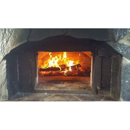 Canvas Print Fire Cooking Oven Brick Firewood Pizzeria Pizza Stretched Canvas 10 x