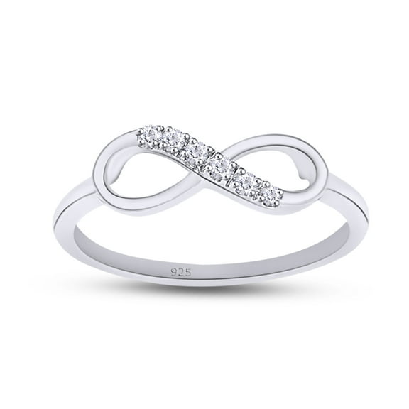 AFFY 0.05CT Natural White Diamond Accent Infinity Ring For Women in 14K White Gold over Silver-4