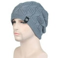 thumbnail image 5 of MANHUJI Boinas Para Hombre Hat Warm Chunky Cable Knit Hats Soft Stretch Thick Cute Knitted Cap For Cold Weather Letter Hats Cool Gifts For College Guys (Gray,One Size), 5 of 6