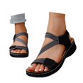 thumbnail image 3 of IWRICH Orthopedic Wedge Sandals for Women Dressy Summer Comfortable Walking Wide Width Sandals Arch Support Ankle Strap Sport Open Toe Platform Footwear Black 9.5, 3 of 9