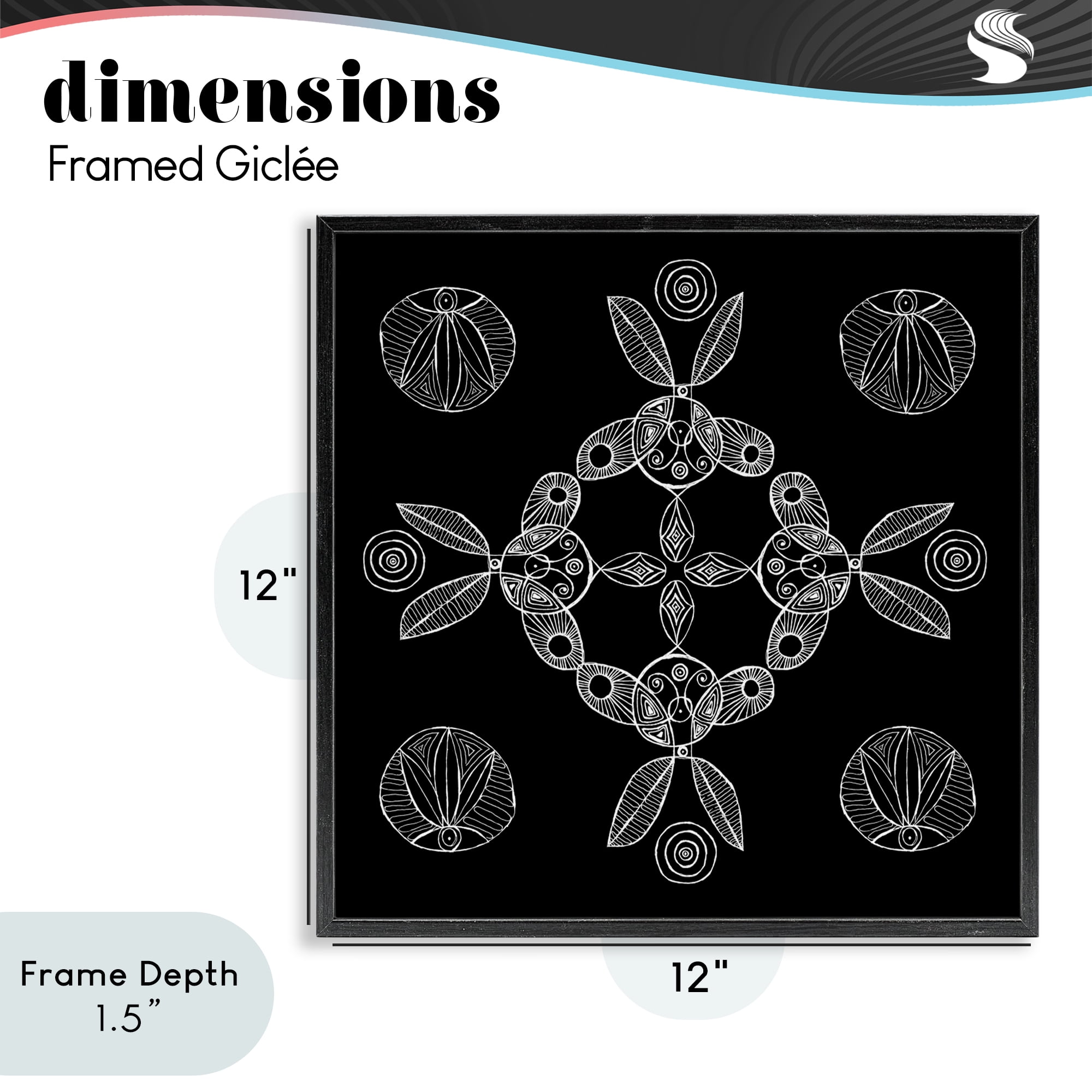 Stupell Industries Circular Symmetry Elementals Black Framed Giclee Art, design by El Perkin