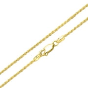 2MM 040 Gauge Strong 14K Gold Plated 925 Sterling Silver Rope Link Chain Necklace for Women Made In Italy 16 20 24 In
