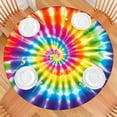 thumbnail image 2 of Rainbow Tie Dye Mandala Pattern Round Fitted Tablecloth with Elastic Edge,Dining Table Cover Waterproof,Outdoor Round Tablecloth for Camping,Dining,Indoor and Outdoor, 2 of 7