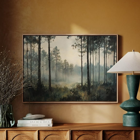 Misty Forest Landscape Wall Art Print - Moody Woodland, Nature-Inspired Decor, Tranquil Foggy Pine Trees, Serene Rustic Home Accent Wall Art, Modern Wall Decor, 8x12 UNFRAMED