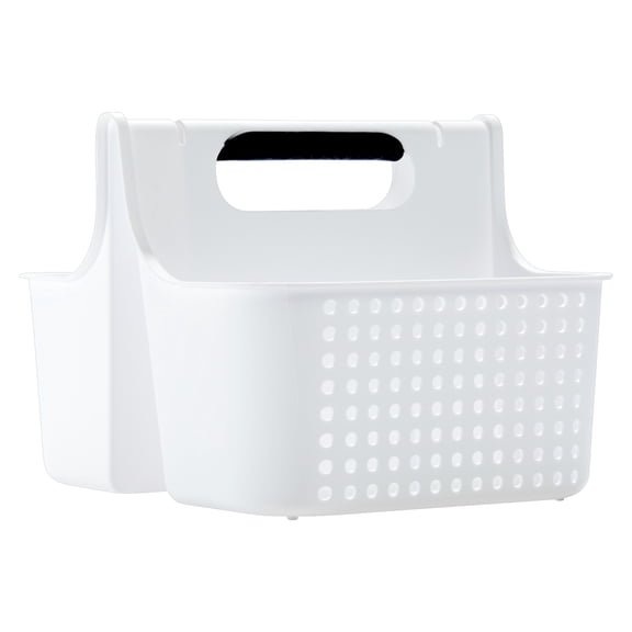 Soft Handle Tote, Kitchen Undersink Organization, Brushes & Dish Soap Storage, Ventilation Holes, White