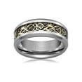 thumbnail image 2 of Mens Wedding Band in Titanium 8MM Promise Engagement Ring Gold-Plated Celtic Dragon Design, 2 of 3