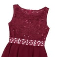thumbnail image 6 of RUNQHUI Flower Girl Dress Big Girls Sequined Lace Chiffon Sleeveless Pageant Wedding Party Dress Porm Red 10, 6 of 7