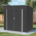thumbnail image 3 of Sesslife 6' x 4' Outdoor Storage Shed, Patio Galvanized Steel Metal Shed with Sliding Doors, Garden Shed with Vents for Tools, Lawn Mover, Bike, Black, 3 of 9