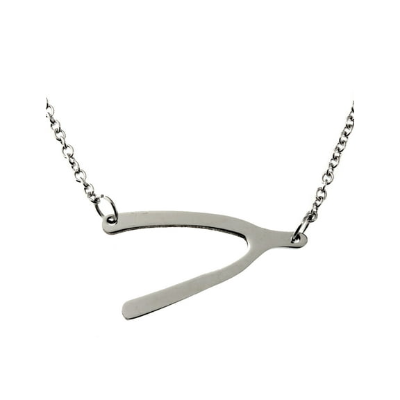 R.H. Jewelry Stainless Steel Pendant, Simple Sideways Wishbone Necklace