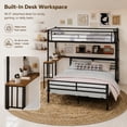 thumbnail image 3 of Miniyam Twin Over Full Bunk Bed with Built-In Desk – Metal Space-Saving Bed for Kids, Teens, Dorm Rooms, Black, 3 of 7