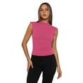 thumbnail image 2 of Sleeveless Crop Tops for Women Mock Neck Ruched Tank Tops Y2k Going Out Tops Solid Slim Fitted Shirts Rose Red XXL, 2 of 6