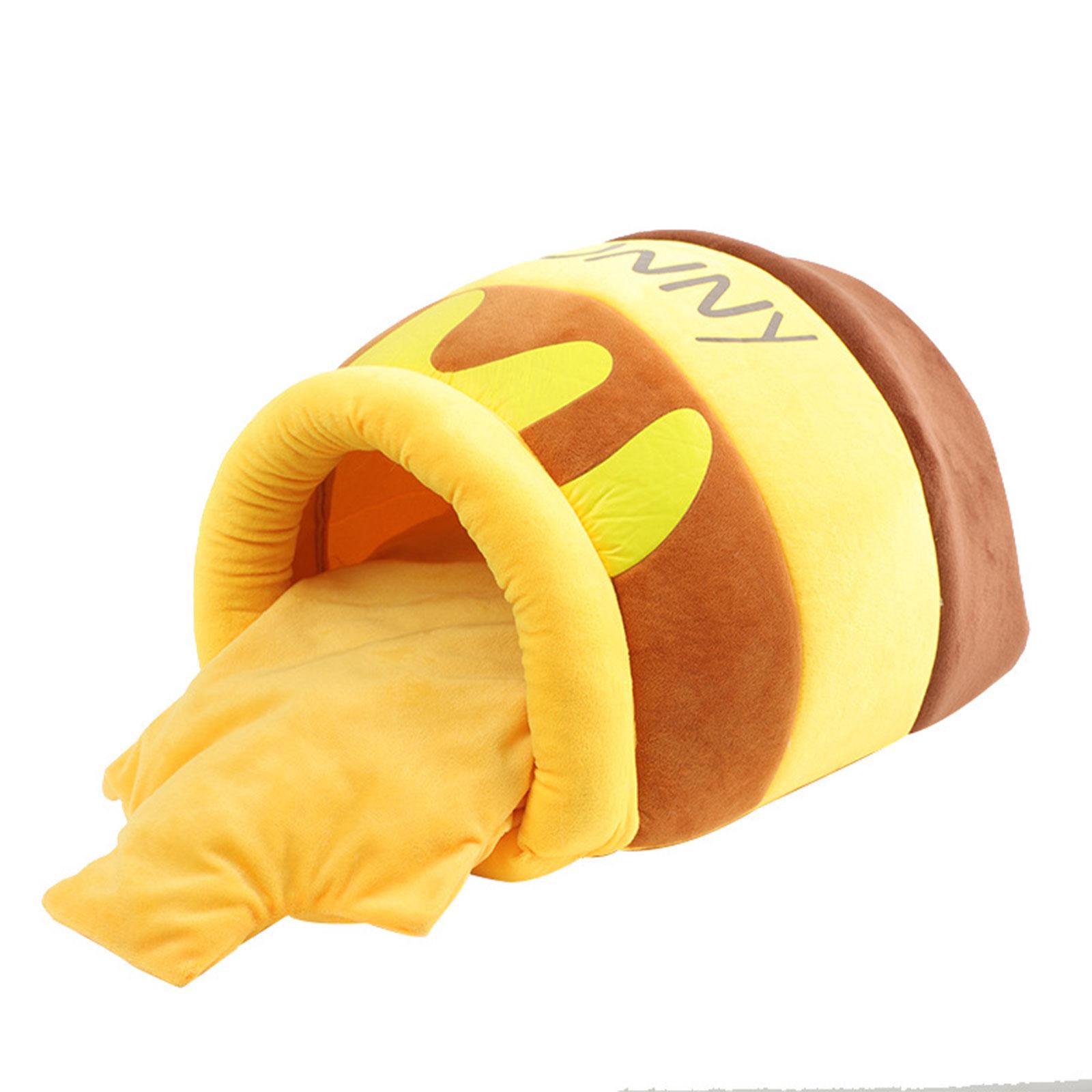 FashionCha Cat Bed Honey Pot Winter Warm Puppy Kennel Dog House Semi Enclosed Washable Cute