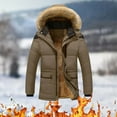 thumbnail image 2 of KaLI_store Parkas Man Jacket for Men Winter Front Zip Parka Jackets Long Sleeve Overcoats Hooded Coat Coffee,3XL, 2 of 5