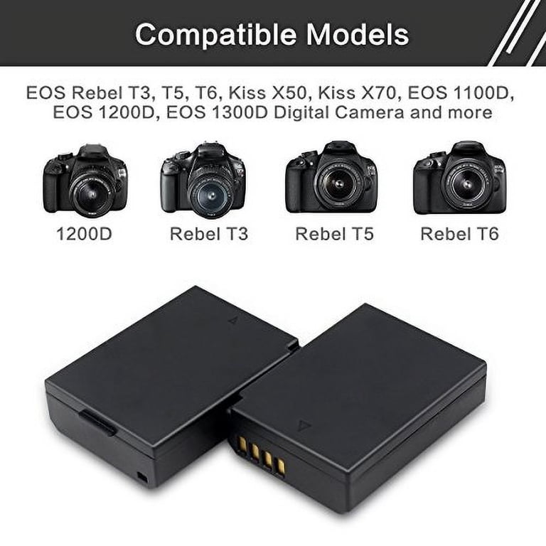 ENEGON LP-E6 USB-C Direct Charging Battery 2-Pack For Canon Cameras - 2000mAh, No Charger Needed, Compatible With EOS R5, R6, 5D, 6D, 7D, 80D & More