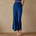 thumbnail image 3 of HADST Women's High Waisted Flare Yoga Cropped Pants Wide Leg Ruffle Hem Stretchy Casual Trousers for Workout Lounge, 3 of 6