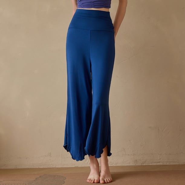 TaTaai Women Loose Fit Solid Color Wide Leg Cropped Yoga Pants Pilates Sports Pants High Waist Stretchy Breathable Non See-through Machine Washable Gym Casual Wear Gift