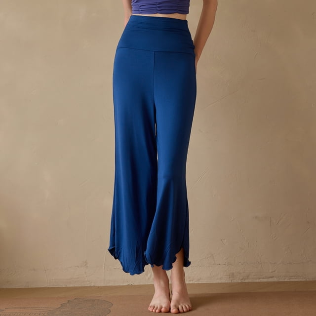 TaTaai Women Loose Fit Solid Color Wide Leg Cropped Yoga Pants Pilates Sports Pants High Waist Stretchy Breathable Non See-through Machine Washable Gym Casual Wear Gift