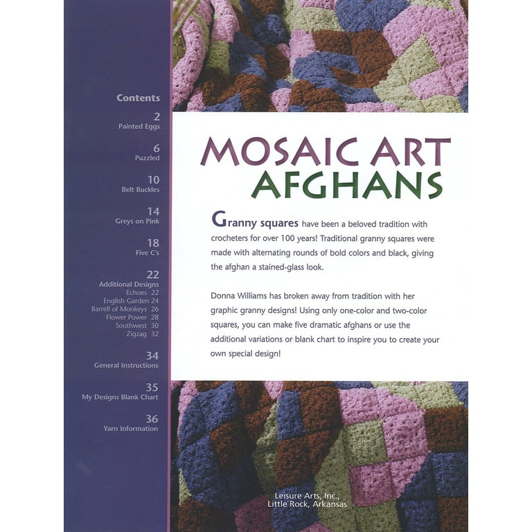 Leisure Arts Mosaic Art Afghans Crochet BK