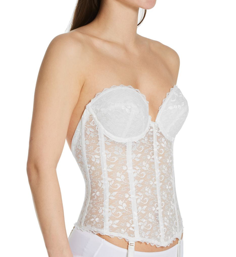Gorgeous White Lace 32D Bustier Holiday Waist Shaper Bridal Corset Bra Carnival 