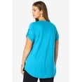 thumbnail image 2 of Roaman's Women's Plus Size Slub V-Neck Boyfriend Tunic Top, 2 of 6