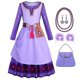 thumbnail image 1 of Película Deseo Princesa Disfraz Niños Asha Vestido Niñas Cosplay Niños Carnaval Fiesta de Cumpleaños Ropa Púrpura Niño Ropa Larga Cinturón Alta Calidad LTX, 1 of 5