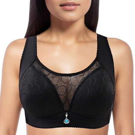 

KaLI_store Womens Lingerie Women s Lace Push Up Bra Underwire Padded Bra Add One Cup Strappy Back Black 46