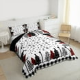 thumbnail image 3 of Manfei Kids Happy Christmas Queen Comforter Set, Buffalo Xmas Tree Bedding Sets, Cartoon Snowflake Print Reversible Bedding Comforter Set, Lightweight Room Decor, 3-Piece, 3 of 8