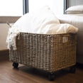 thumbnail image 6 of Set 2 Nesting Natural Wicker Rolling Storage Baskets on Wheels w Insert Handles, Under Table Under Desk Woven Storage Bins, Mobile File Cabinet Organiser (Seagrass, Sizes M, L Nesting), 6 of 17