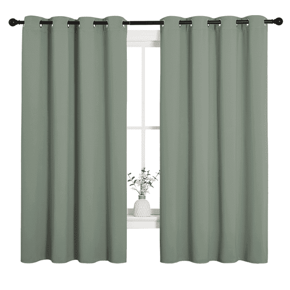 NICETOWN Greyish Green Modern Blackout Curtains 68 inch Long 55" Wide Noise Reducing, 2 Panels, Thermal Insulated and Privacy Room Darkening Drape Panels for Boy's Guest Room Door Window