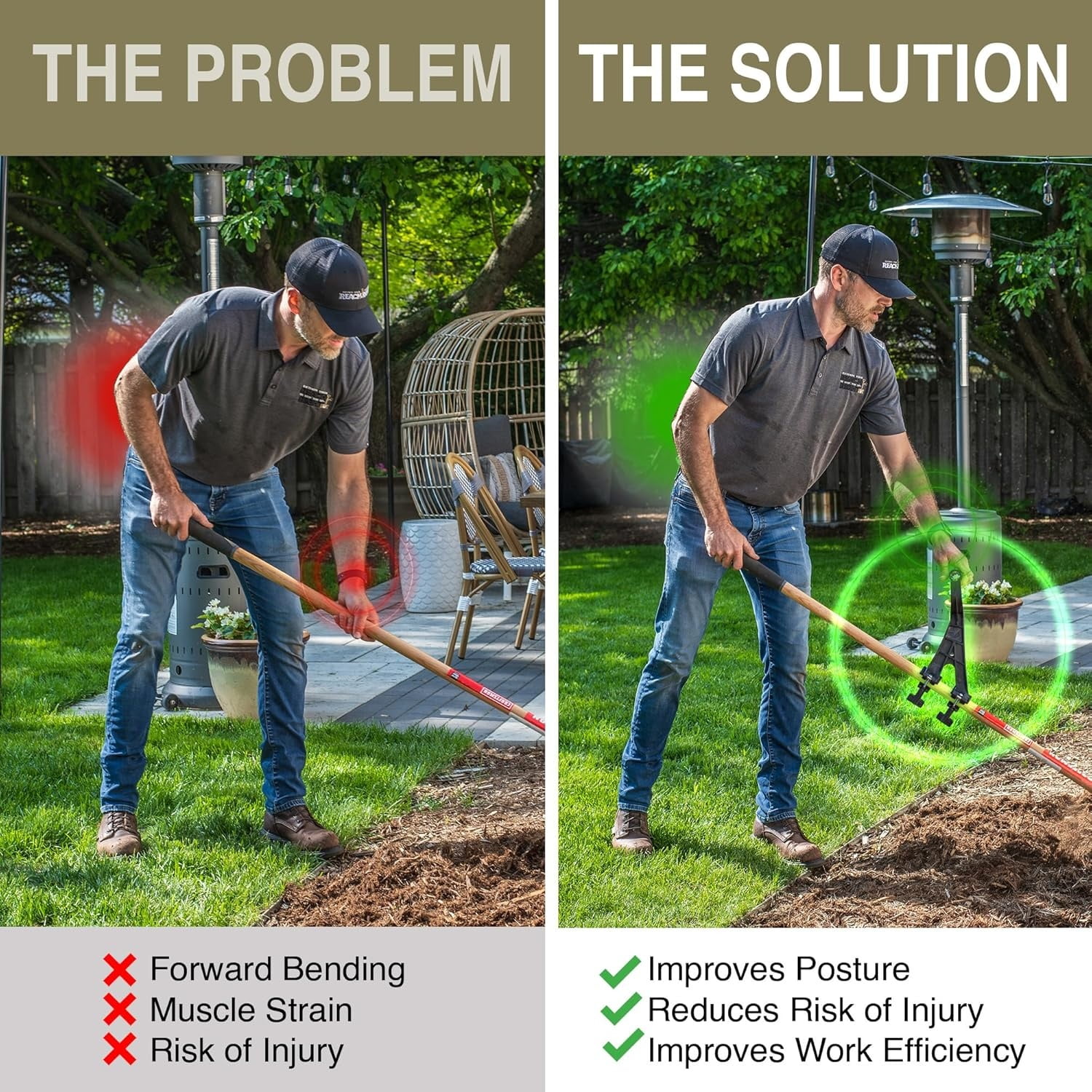 Universal Extension Handle Attachment for Weedeater, String Trimmer, Shovel, Rake & More | Versatile Back Saving Attachment for All Gardening Tools | Yard Tool Gifts for Men