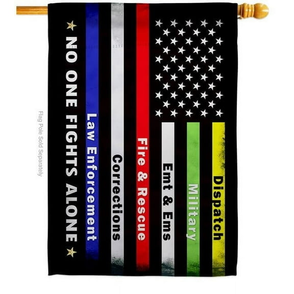 Breeze Decor H108431-BO No One Fights Alone House Flag Armed Forces Service 28 x 40 in. Double-Sided Decorative Vertical Flags for Decoration Banner Garden Yard Gift
