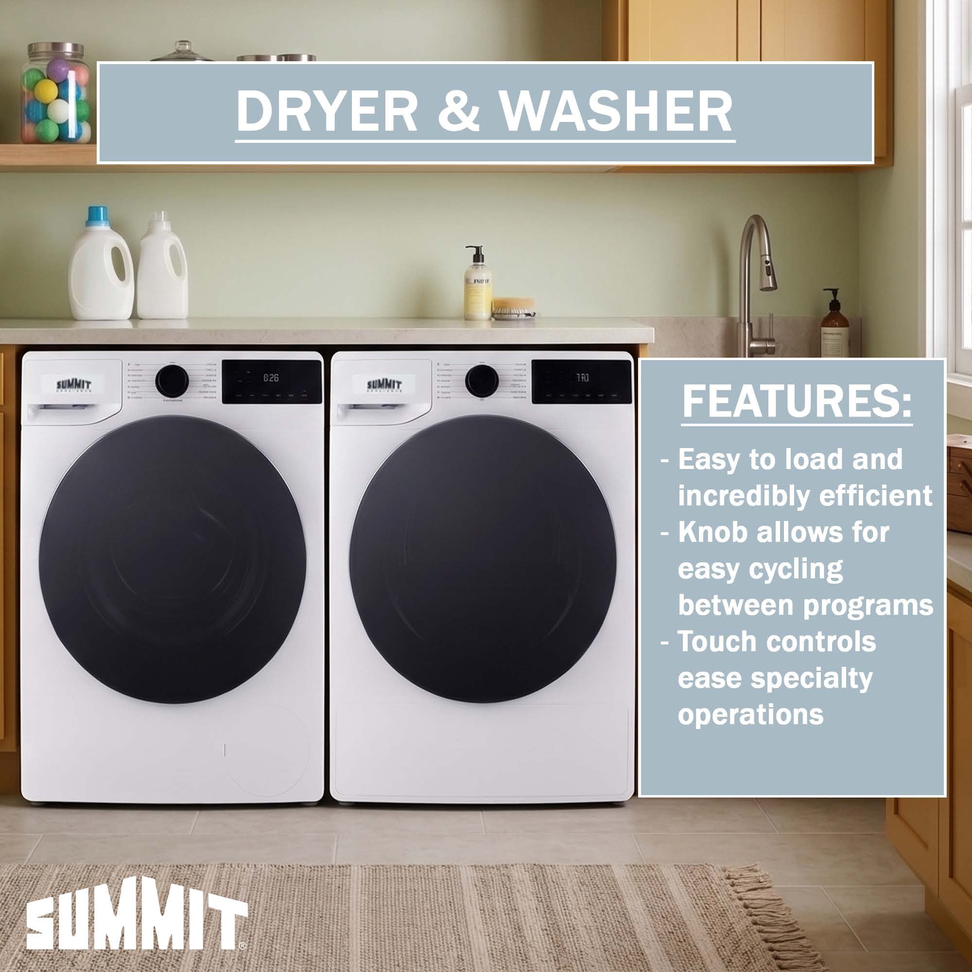 Summit 1.9 cu.ft. Washer & 4.1 cu.ft. Dryer Combo, ENERYSTAR Certified, Washer-Dryer Set, White - SLS3412W
