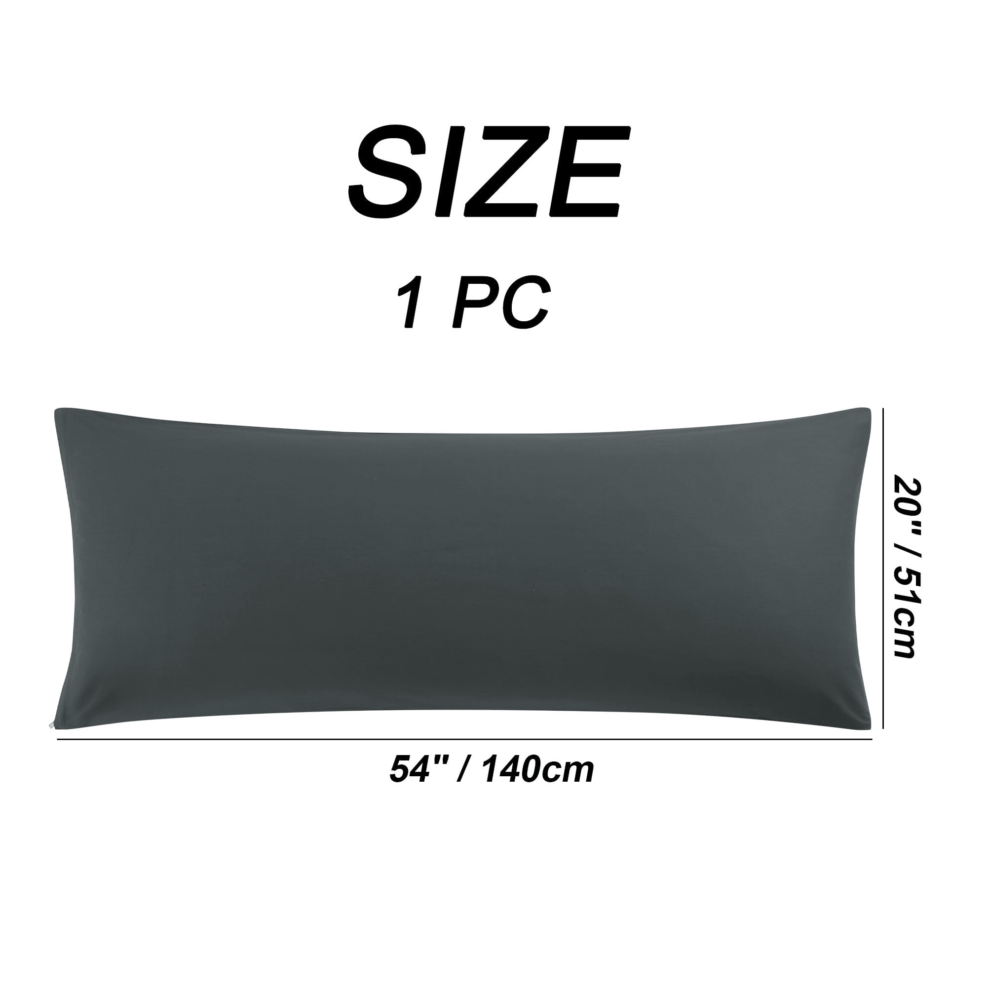 Unique Bargains 3 Pack 100% Cotton Body Pillow Cases Covers with Zipper Black 20" x 54"