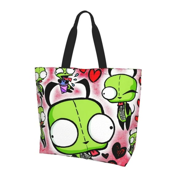 Large Capacity Shoulder Bag, Invader Zim Tote Bags Shopping Handbag Portable Grocery Travel