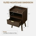 thumbnail image 2 of Erinnyees Fluted Nightstand Set of 2, Modern Mid-Century Bedside Table with USB Charging Station, Storage Drawer & Open Shelf , Curved Profile Nightstand for Bedroom, Living Room,Walnut, 2 of 7