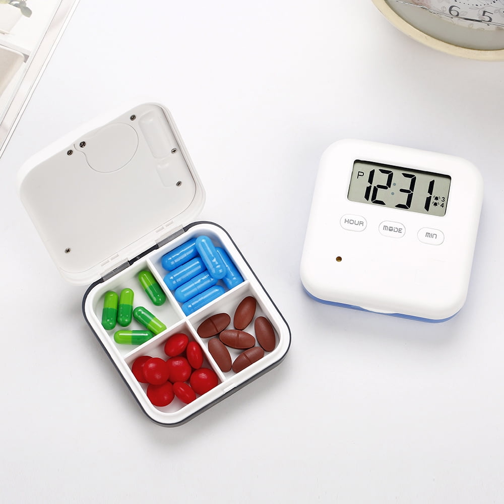 2pcs Portable Pill Organizer with Sound and Vibration Alarm, Weekly Pill Dispenser, Countdown Timer, Pill Box y Medicine Organizer