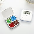 thumbnail image 3 of 2pcs Pill Organizer,Portable Medicine Box Daily Medicine Organizer Box with Alarm Reminders-4 Compartment Medicine Pill Container Case, 3 of 5