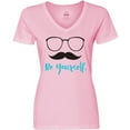 thumbnail image 3 of Inktastic Be Yourself, Glasses, Mustache - Black Blue Women's V-Neck T-Shirt, 3 of 5