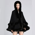 thumbnail image 6 of Charmgo Faux Fur Shawl, Women Hooded Poncho Cape Faux Shawl Wrap With Trim Sleeveless Cardigan Cloak Fashion Tops Coat Fur Shawl Wraps for Women Black One Size, 6 of 6