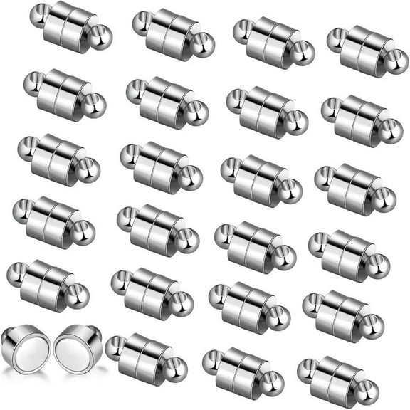 24 Pairs Tiny Magnetic Clasp Connectors, Easy Snap-On & Durable Clasp Extenders for Adjustable Necklaces Bracelets, Jewelry Repair Kit