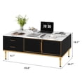 thumbnail image 5 of GAOMON Modern Faux Marble Coffee Table, Coffee Table with 4 Glass Doors, 4 Drawers, Gold Metal Legs,Durable Luxury Design Coffee Table for Living Room,Black, 5 of 8