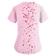 thumbnail image 2 of Valentine's Day Womens Nurse Uniforms Summer Love Heart Printed V Neck Breathable Scrub Tops Short Sleeve Professionals Soft Stretch Workwear Shirt with Pockets pink Small, 2 of 4